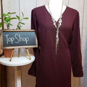NWT + Top Shop + Maroon wrap dress